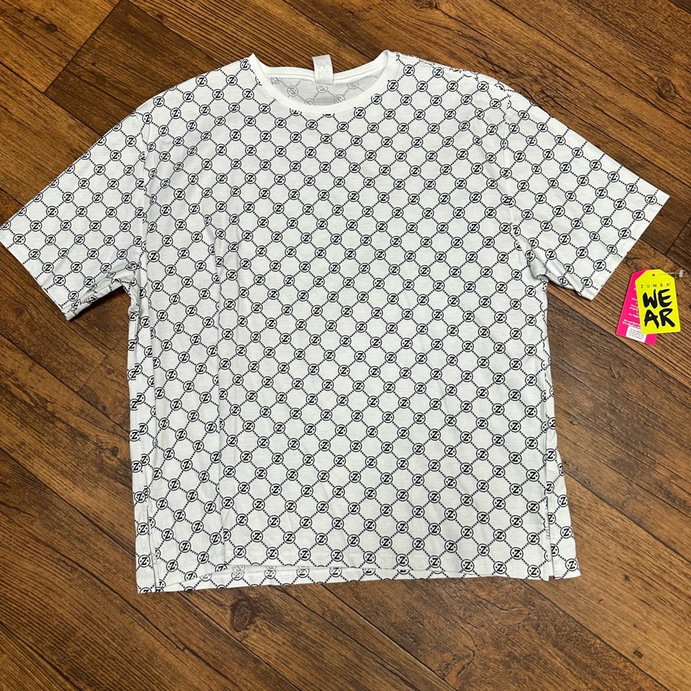 Zumba Fitness White and Black Patterned Men's Tee